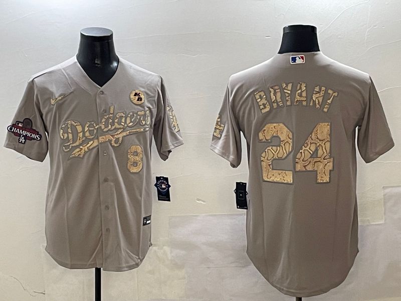 Men Los Angeles Dodgers 24 Bryant Grey Fashion Game 2025 Nike MLB Jersey style 3061